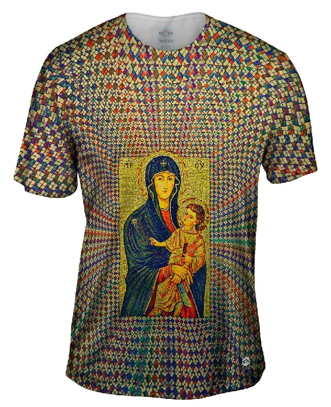 Men's mock - neck t - shirts with a modern and sleek style"Salus Populi Romani Mosaic" Men's mock - neck t - shirts with a modern and sleek style"Salus Populi Romani Mosaic"