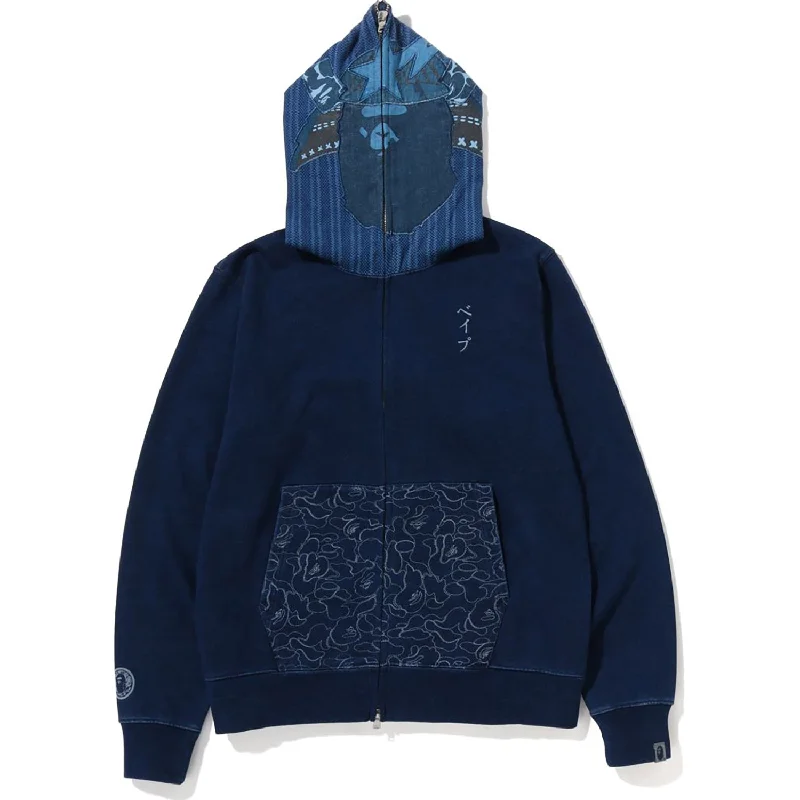 Men's distressed denim - look t - shirts with a rugged appealSamurai Indigo Full Zip Hoodie Mens Men's distressed denim - look t - shirts with a rugged appealSamurai Indigo Full Zip Hoodie Mens