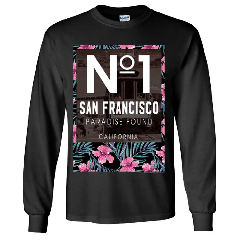 Men's plus - size pocket t - shirts with a classic lookSan Francisco No. 1 Paradise Found California Long Sleeve Shirt Men's plus - size pocket t - shirts with a classic lookSan Francisco No. 1 Paradise Found California Long Sleeve Shirt