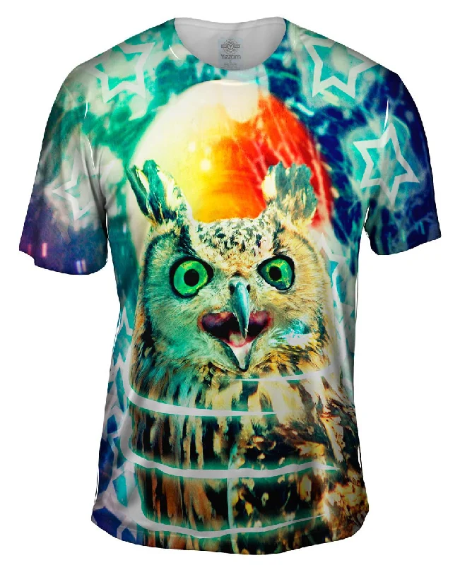 Men's slim - fit graphic t - shirts with vintage rock band printsScream Owl