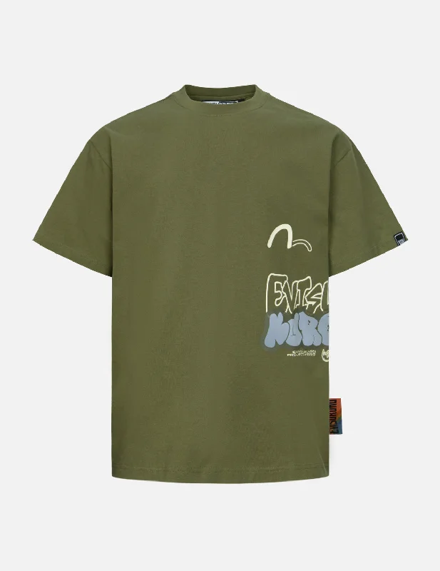 Men's ribbed t - shirts with a textured finish for added styleSeagull and Graffiti Logo Print Relax Fit T-Shirt Men's ribbed t - shirts with a textured finish for added styleSeagull and Graffiti Logo Print Relax Fit T-Shirt