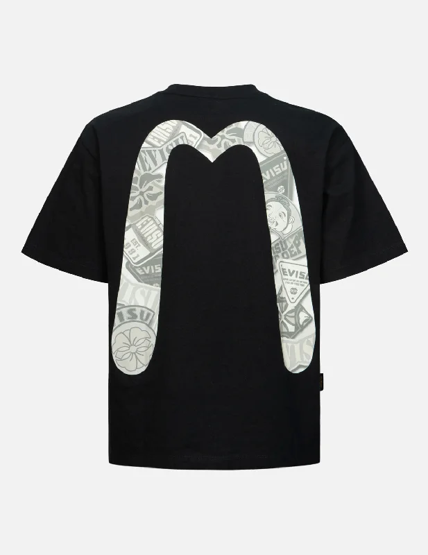 Men's tie - dye t - shirts with a bohemian styleSeagull and Stacked Badge Print Daicock Relax Fit T-shirt