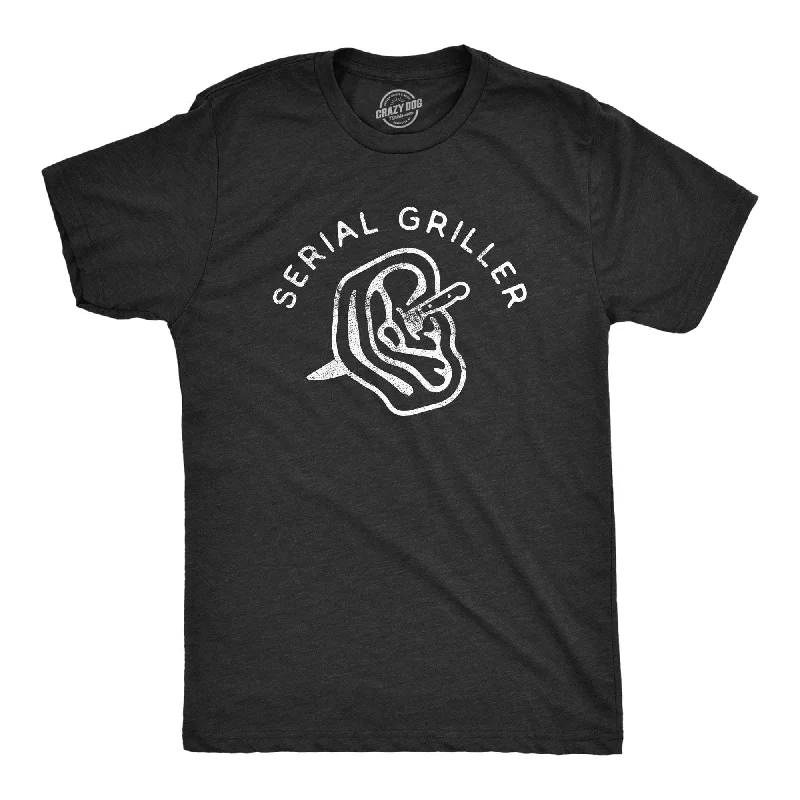 Men's long - sleeve henley t - shirts with button - down placketsSerial Griller Men's T Shirt Men's long - sleeve henley t - shirts with button - down placketsSerial Griller Men's T Shirt