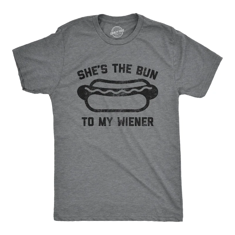 Men's lightweight performance t - shirts for running marathonsShe's The Bun To My Wiener Men's T Shirt Men's lightweight performance t - shirts for running marathonsShe's The Bun To My Wiener Men's T Shirt