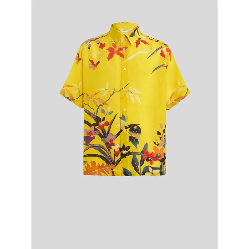Men's v - neck muscle t - shirts for a body - building aestheticShort-sleeved Leafy Silk Shirt Men's v - neck muscle t - shirts for a body - building aestheticShort-sleeved Leafy Silk Shirt