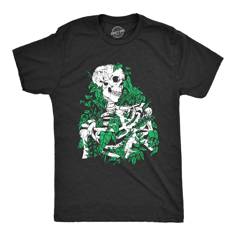 Men's slim - fit graphic t - shirts with vintage rock band printsSkeleton Overgrown Plants Men's T Shirt Men's slim - fit graphic t - shirts with vintage rock band printsSkeleton Overgrown Plants Men's T Shirt