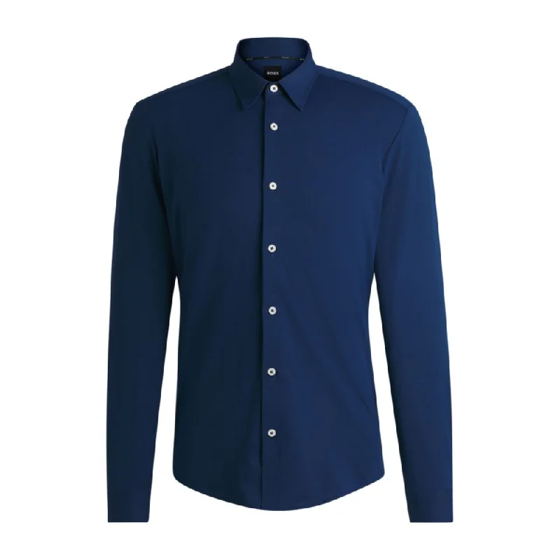 Men's polo t - shirts with a contrast collar for a preppy lookSlim-fit shirt in melange performance-stretch jersey Men's polo t - shirts with a contrast collar for a preppy lookSlim-fit shirt in melange performance-stretch jersey