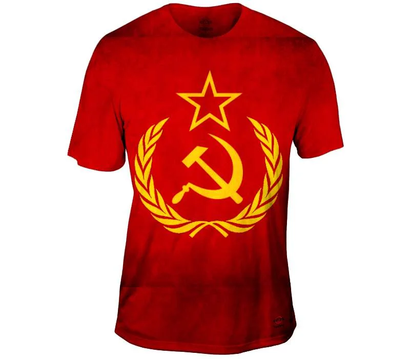 Men's tie - dye t - shirts with a bohemian styleSoviet Union Grunge Flag