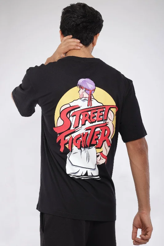 Men's printed Hawaiian t - shirts for tropical vacationsStreet Fighter Oversized T-shirt