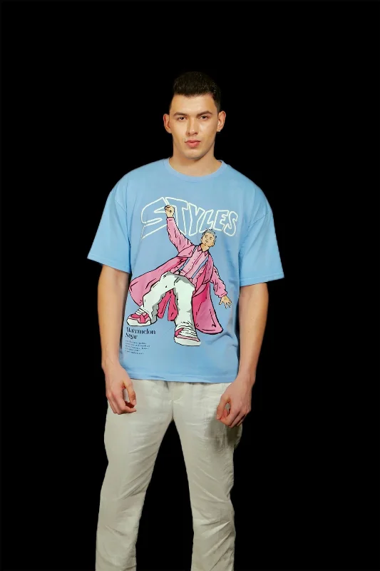 Men's smart - casual checkered t - shirts for semi - formal occasionsStyles Faded Effect Oversized T-Shirt Men's smart - casual checkered t - shirts for semi - formal occasionsStyles Faded Effect Oversized T-Shirt