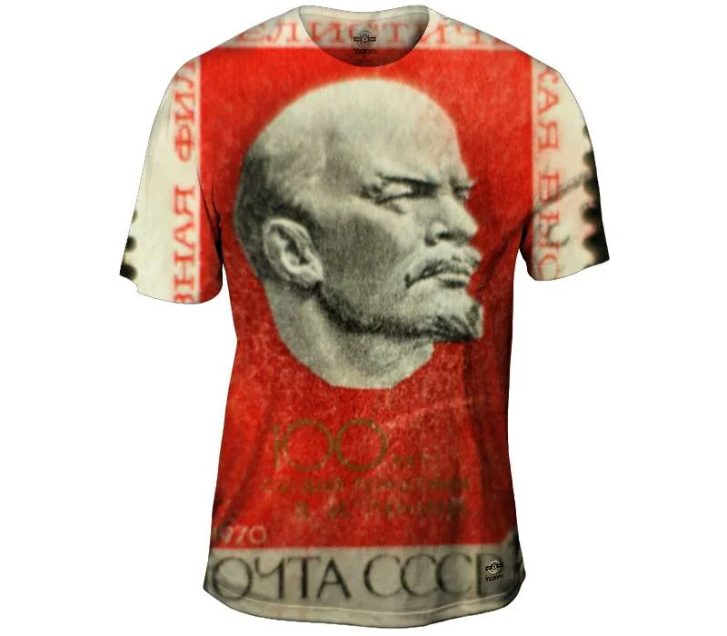 Men's button - front t - shirts with a unique artistic printThe Soviet Union 1970 CPA Lenin Stamp Men's button - front t - shirts with a unique artistic printThe Soviet Union 1970 CPA Lenin Stamp