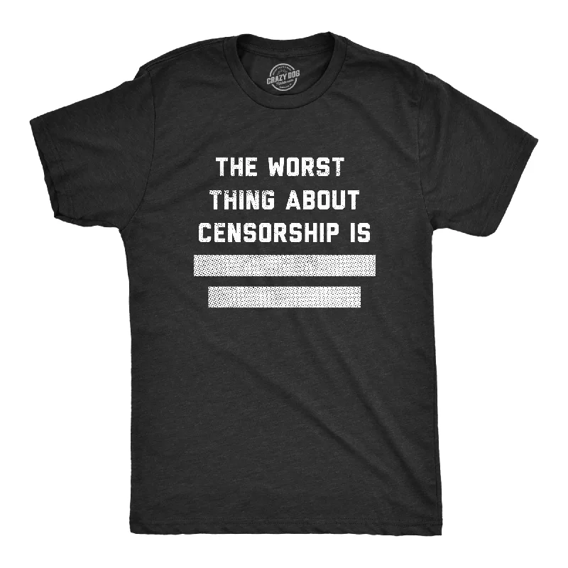 Men's polo t - shirts with a contrast collar for a preppy lookThe Worst Thing About Censorship Is Men's T Shirt Men's polo t - shirts with a contrast collar for a preppy lookThe Worst Thing About Censorship Is Men's T Shirt