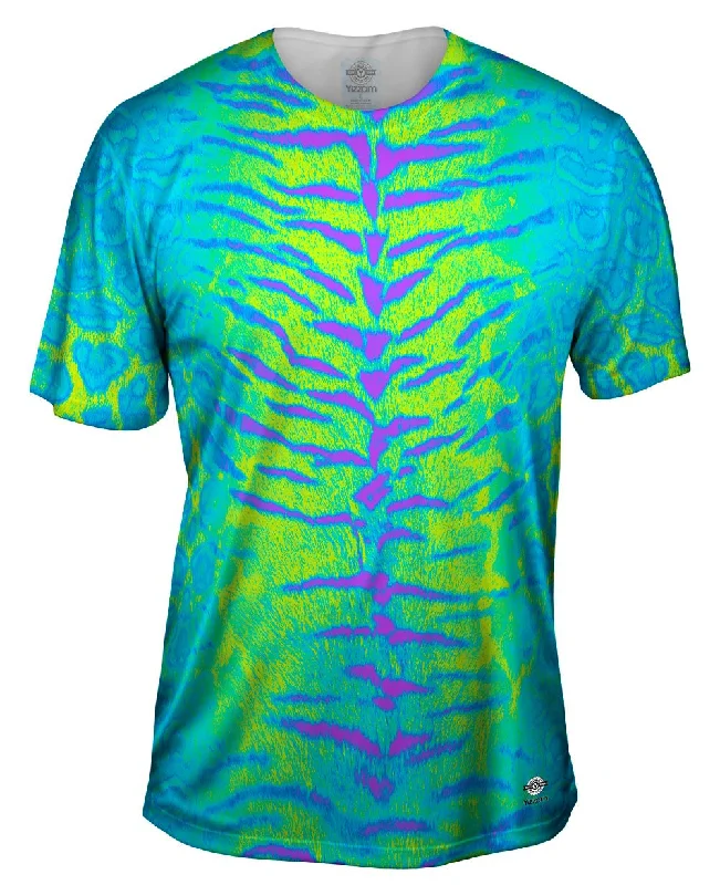 Men's plus - size pocket t - shirts with a classic lookTiger Leopard Skin Blue Purple Green Men's plus - size pocket t - shirts with a classic lookTiger Leopard Skin Blue Purple Green