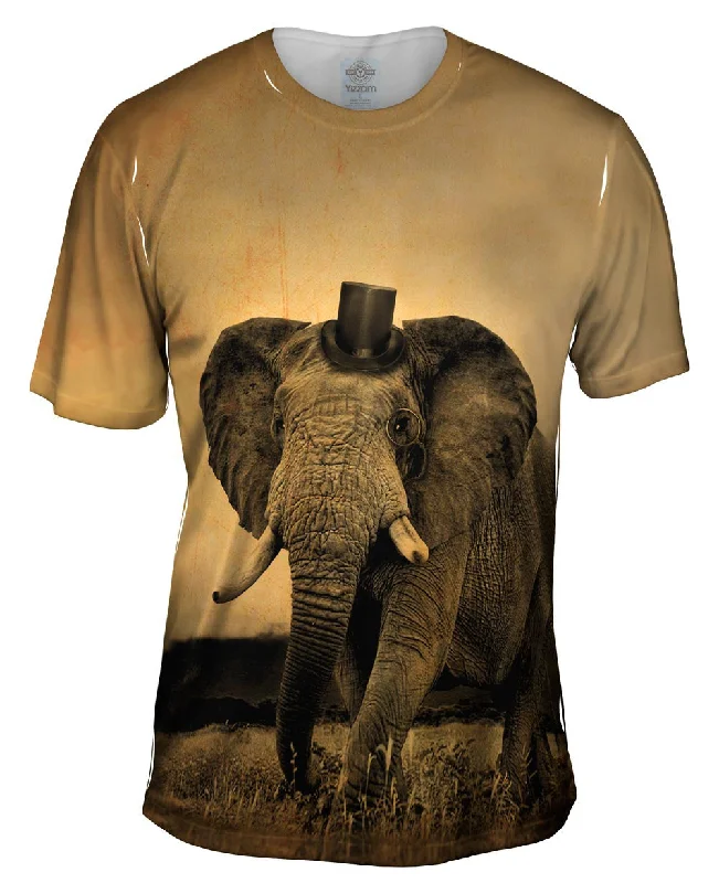Men's v - neck muscle t - shirts for a body - building aestheticTop Hat Elephant