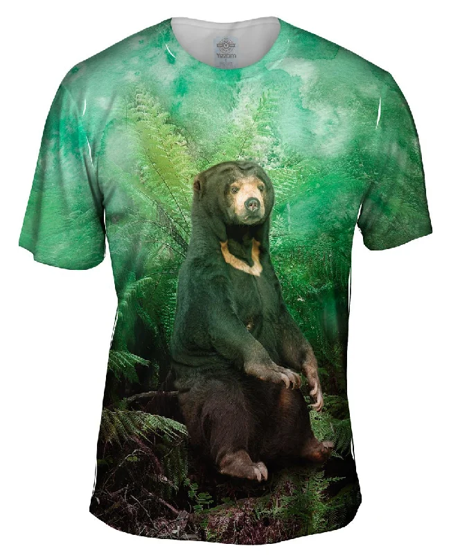 Men's smart - casual checkered t - shirts for semi - formal occasionsTrees Sun Bear