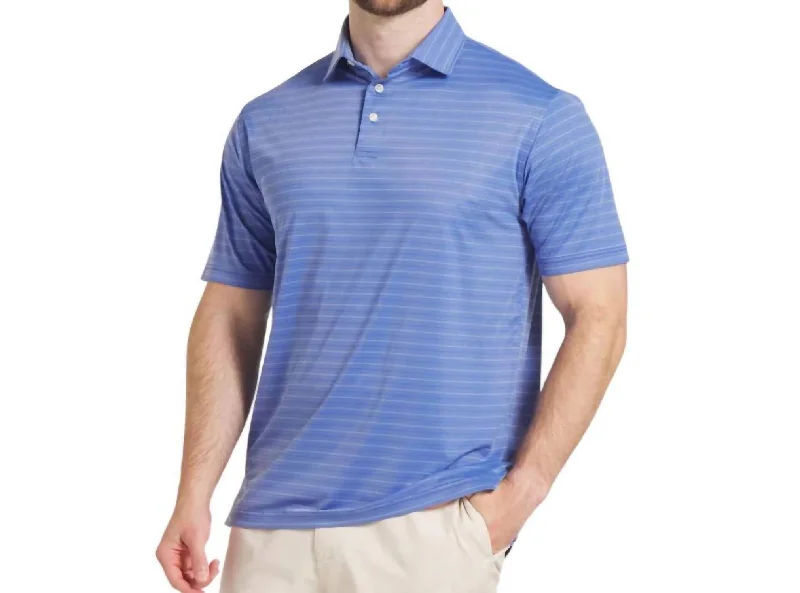 Men's slim - fit graphic t - shirts with vintage rock band printsTyner Twill Performance Polo In Blue/white Men's slim - fit graphic t - shirts with vintage rock band printsTyner Twill Performance Polo In Blue/white