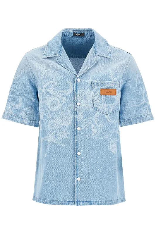 Men's polo t - shirts with a contrast collar for a preppy lookVersace Men's Barocco Sea blue Shirt Men's polo t - shirts with a contrast collar for a preppy lookVersace Men's Barocco Sea blue Shirt