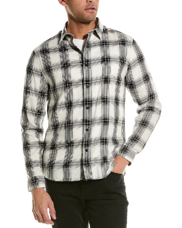 Men's long - sleeve henley t - shirts with button - down placketsVince Sequoia Plaid Classic Fit Shirt Men's long - sleeve henley t - shirts with button - down placketsVince Sequoia Plaid Classic Fit Shirt