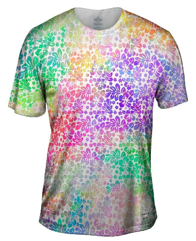 Men's ribbed t - shirts with a textured finish for added styleWatercolor Hibiscus