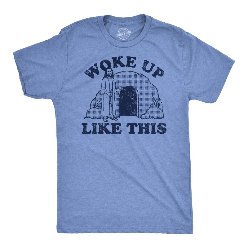 Men's mock - neck t - shirts with a modern and sleek styleWoke Up Like This Jesus Men's T Shirt