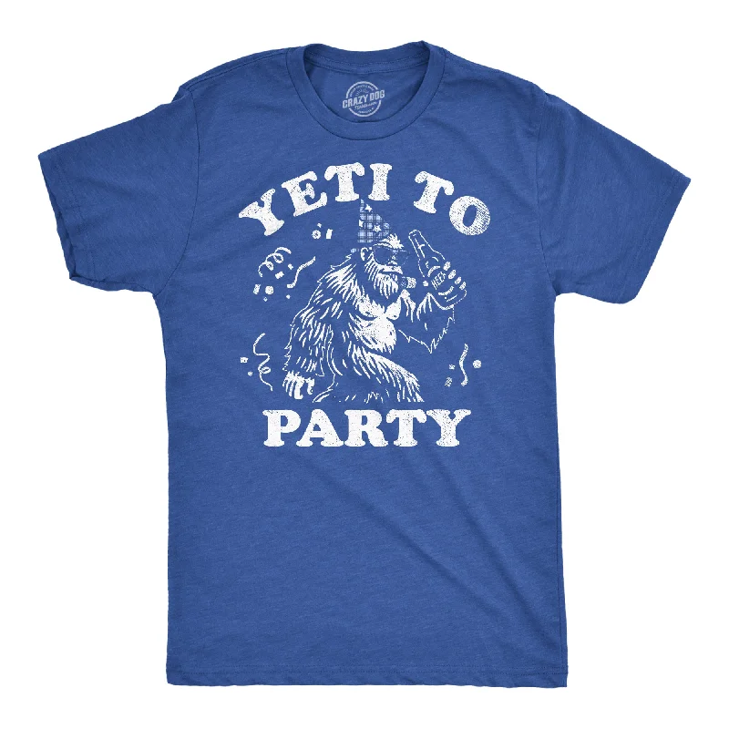 Men's short - sleeve linen t - shirts for summer beach outingsYeti To Party Men's T Shirt