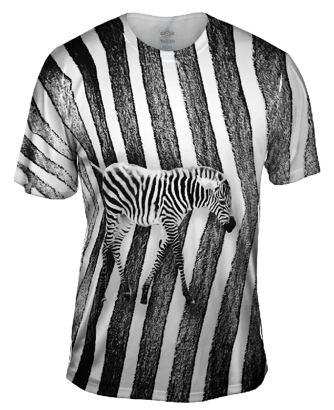 Men's slim - fit graphic t - shirts with vintage rock band printsZebra Crossing